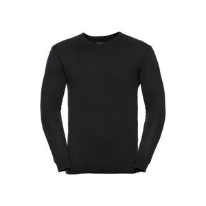 Russell Collection Mens Cotton Acrylic V Neck Sweatshirt / Black